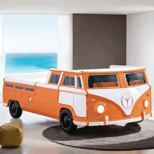 Bobby Orange Twin Classic Bus Platform Bed With LED Lights and Sounds