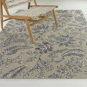 Rosemont Taupe 8 ft. x 10 ft.  Floral Indoor/Outdoor Area Rug