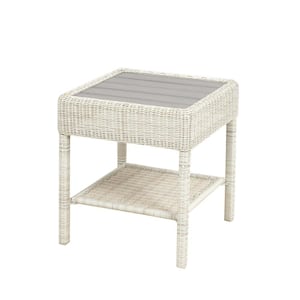 Park Meadows Off-White Wicker Outdoor Patio Accent Table