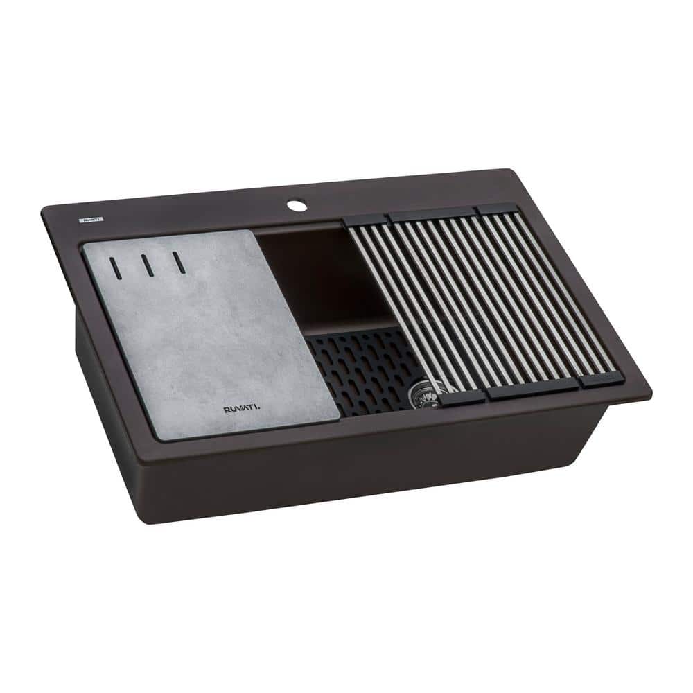 Espresso Granite Composite Drop-in Workstation Kitchen Sink