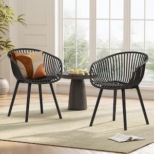 Hina Outdoor Patio Polypropelene Accent Chairs, Black (Set of 2)