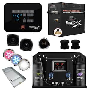 Steam Shower Generator Kit with Auto Drain, Dual Aroma Pump, Wi-Fi App/BT, 10.5kW Raven, RVB1050BK-ADP in Matte Black