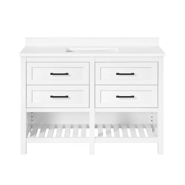 Autumn 48 in. Single Sink White Bath Vanity with White Engineered Stone Top (Assembled)