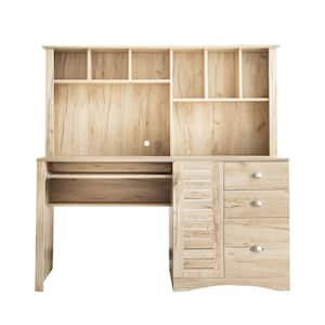 23.62 in. W x 59.06 in. L Oak Home Office Computer Desk with Hutch and Drawers