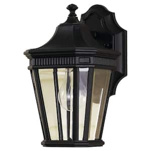 Cotswold Lane 1-Light Black Outdoor 11.5 in. Wall Lantern Sconce