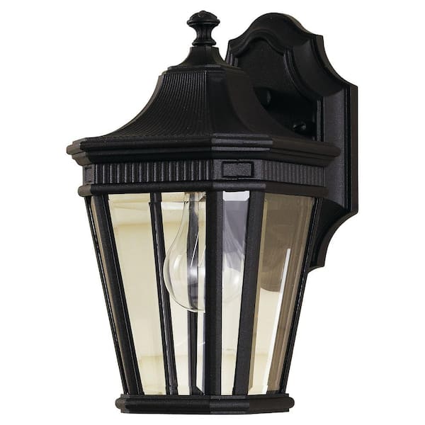 Cotswold Lane 1-Light Black Outdoor 11.5 in. Wall Lantern Sconce