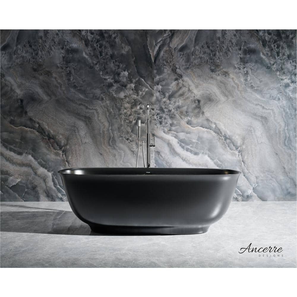 Fiore 67'' Matte Black Acrylic Freestanding Bathtub