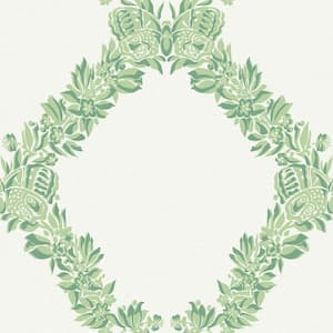 Green Jade Wreath Matte Vinyl Peel and Stick Wallpaper
