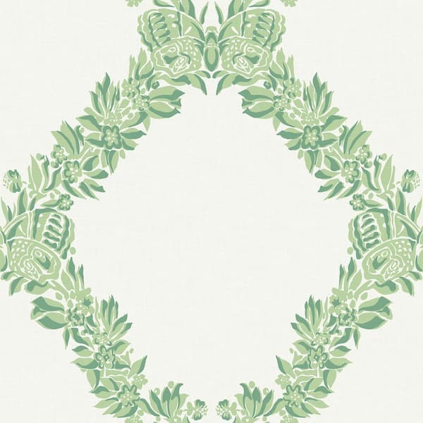 Scalamandre Green Jade Wreath Peel and Stick Wallpaper Sample