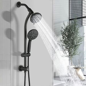 7-Spray Patterns with Flow Rate 1.8 GPM 5 in. Wall Mount Round Rain Dual Shower Heads in Matte Black