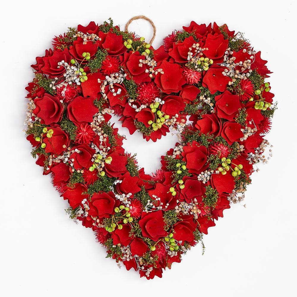 2 Pack Heart Wire Wreath Frame Metal Flower Valentines Party Decoration,  Dark Green 12 Inch - Wreaths, Garlands & Plants