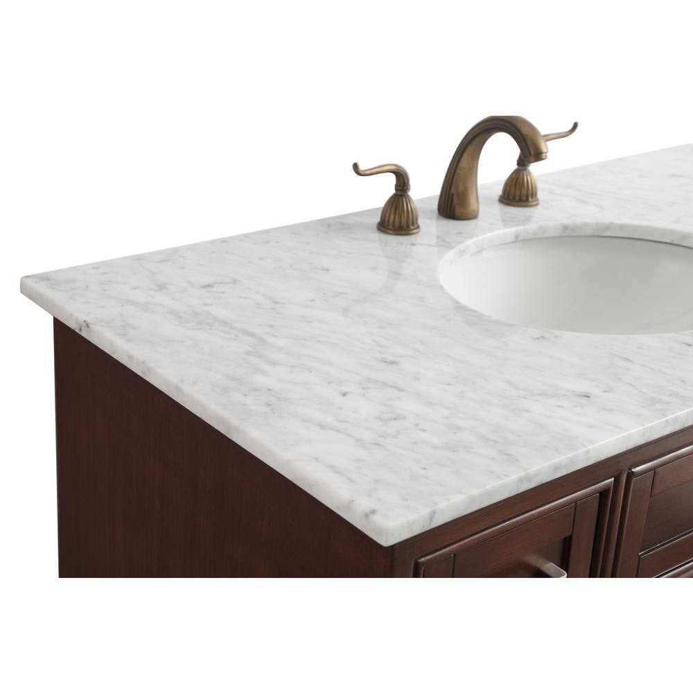 Elegant Teak 42" Single Vanity with Marble Top