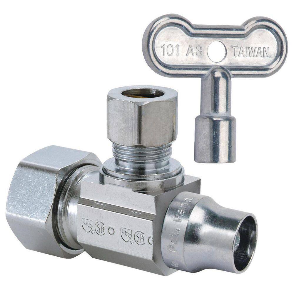 1/2 in. Nom Comp Inlet x 3/8 in. OD Comp Outlet 1/4-Turn Straight Brass Ball Stop with Loose Key price history on PriceWatchPro