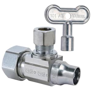 1/2 in. Nom Comp Inlet x 3/8 in. OD Comp Outlet 1/4-Turn Straight Brass Ball Stop with Loose Key