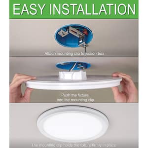 11 in. 14W White Beveled Edge Color Changing LED Flush Mount with Night Light Feature Flat Panel Ceiling Light Dimmable