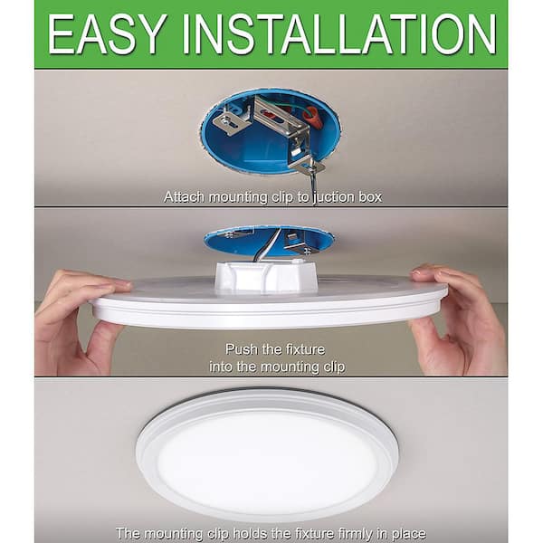 11 in. White Low Profile LED Flush Mount Ceiling Light with Night Light Feature 900LM 14W Adjustable CCT (4-Pack)