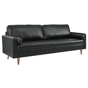 Valour 88" 2 Seat Rectangle Arm Leather Sofa in Black