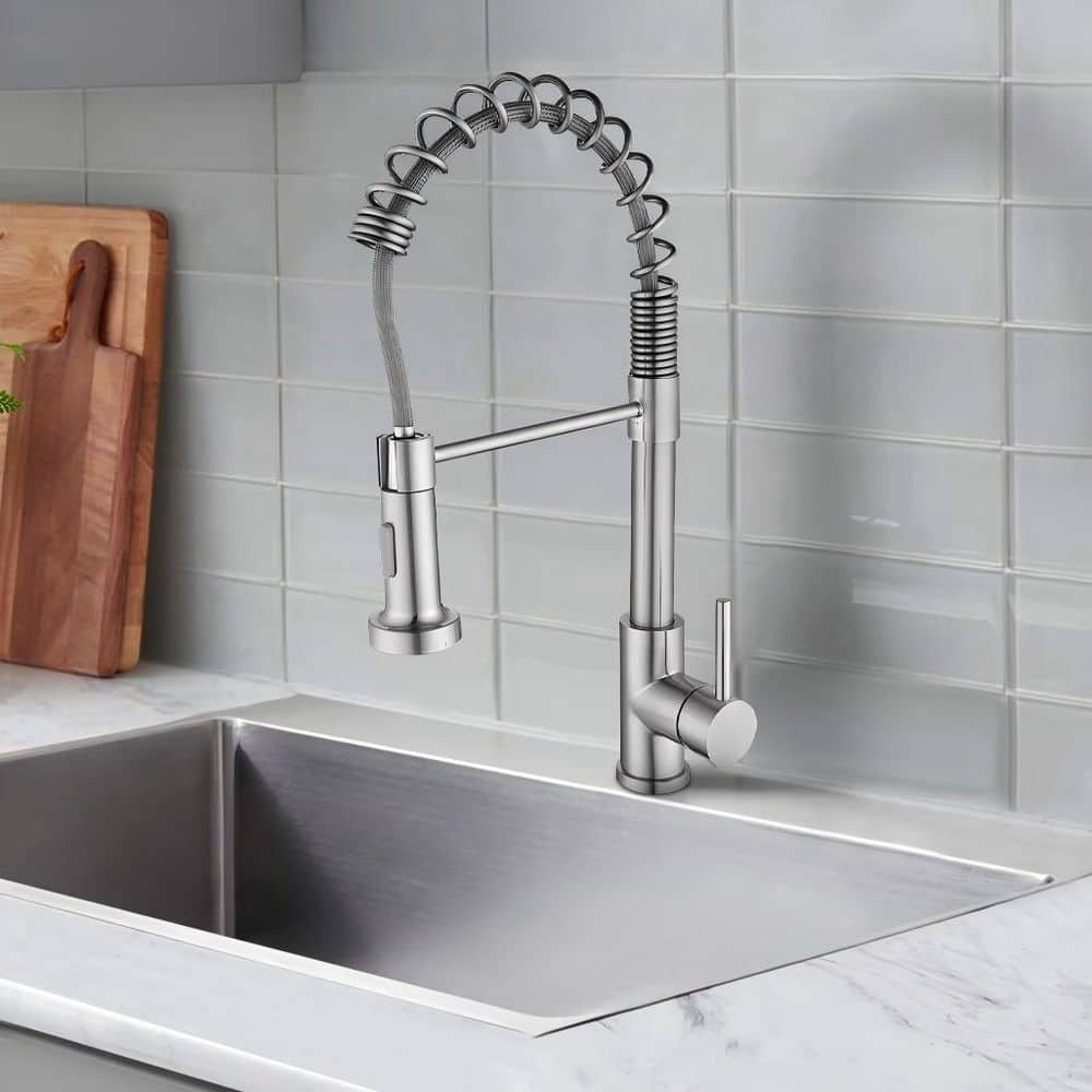 キッチン家電 Hayakawa nickel silver Maincraft Single-Handle High Arc Pull Down Sprayer Kitchen Faucet
