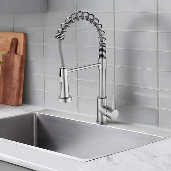Single-Handle High Arc Pull Down Sprayer Kitchen Faucet in Brushed Nickel
