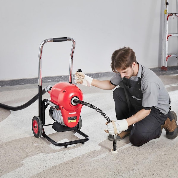 Drain Cleaner Machine 120FT. x 6/5 In., 1100W Electric Sewer Snake Auger Manual Feed-with 6 Cutters and CW/CCW Control