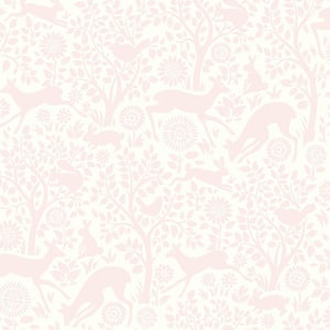 Anahi Light Pink Forest Fauna Light Pink Paper Strippable Roll (Covers 56.4 sq. ft.)