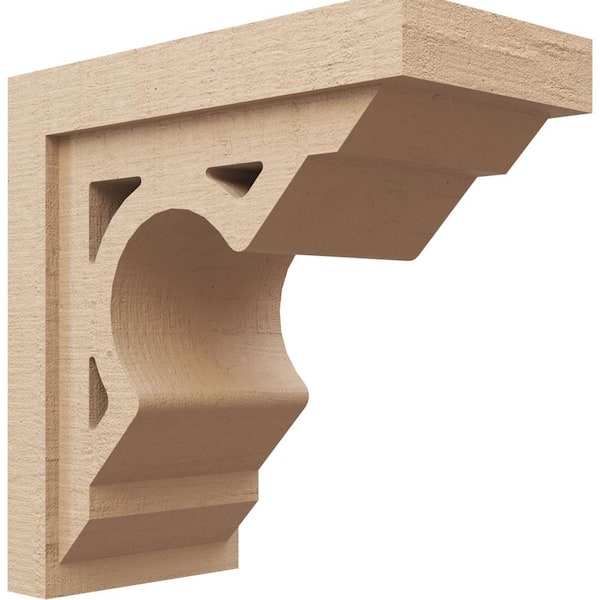 Ekena Millwork 8-in. x 16-in. x 16-in. Series 1 Classic Sheridan Rough Cedar Woodgrain Timberthane Polyurethane Corbel, Primed Tan