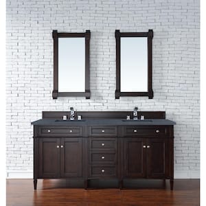 Brittany 72 in. W x 23.5 in. D x 34 in. H Double Bath Vanity in Burnished Mahogany with Charcoal Soapstone Quartz Top