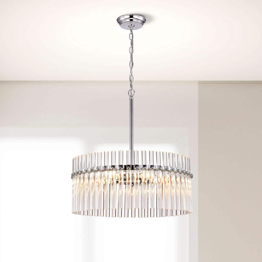 Casandra Chrome and Crystal 4-Light Drum Chandelier