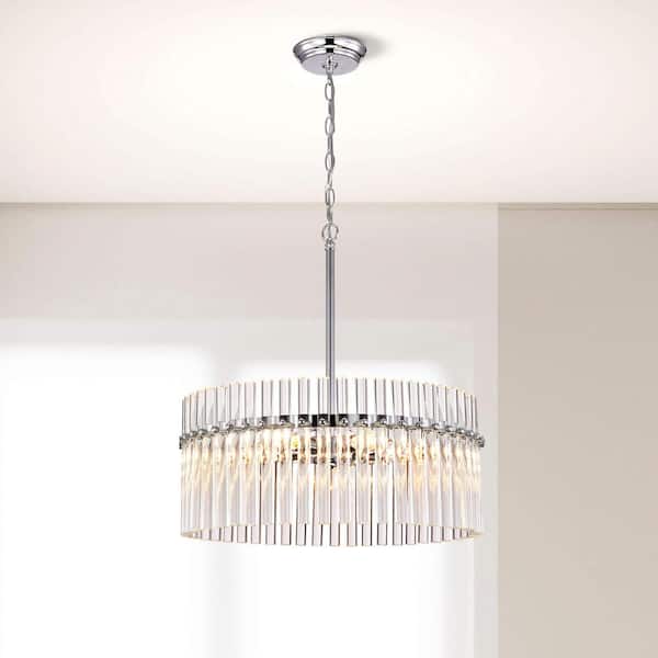Jojospring Fiona 20.2 in. 5-Light Chrome Crystal Pendant Chandelier