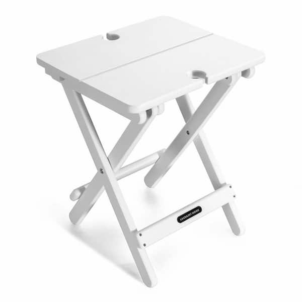 Sudzendf White Plastic Quick-Fold Outdoor Side Table Portable End Table