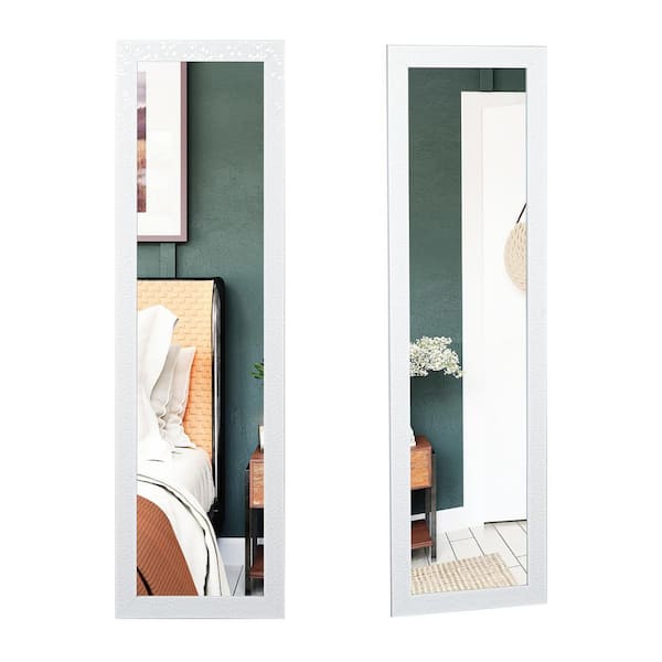 HOMESTOCK 14 in. W x 42 in. H Rectangle White Over The Door Mosaic Mirror