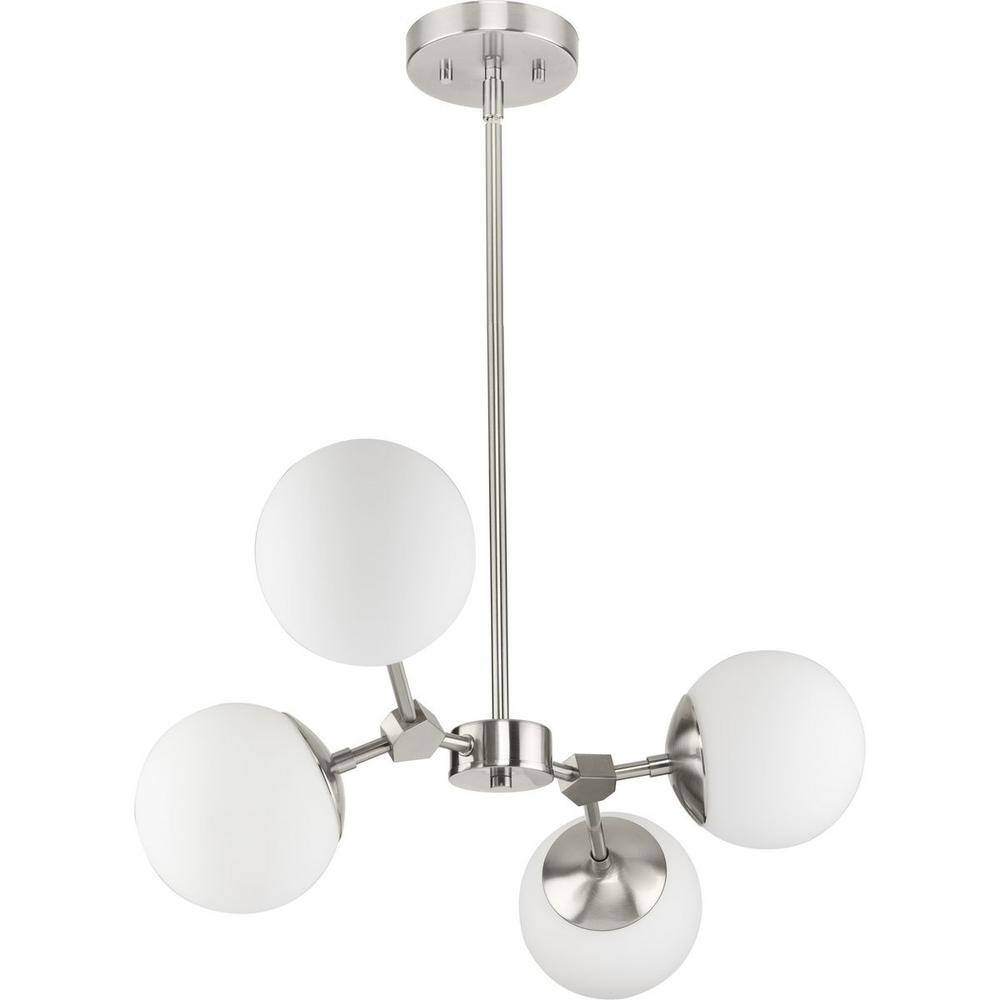 Haas Brushed Nickel 4-Light Mini Chandelier with Etched Opal Glass