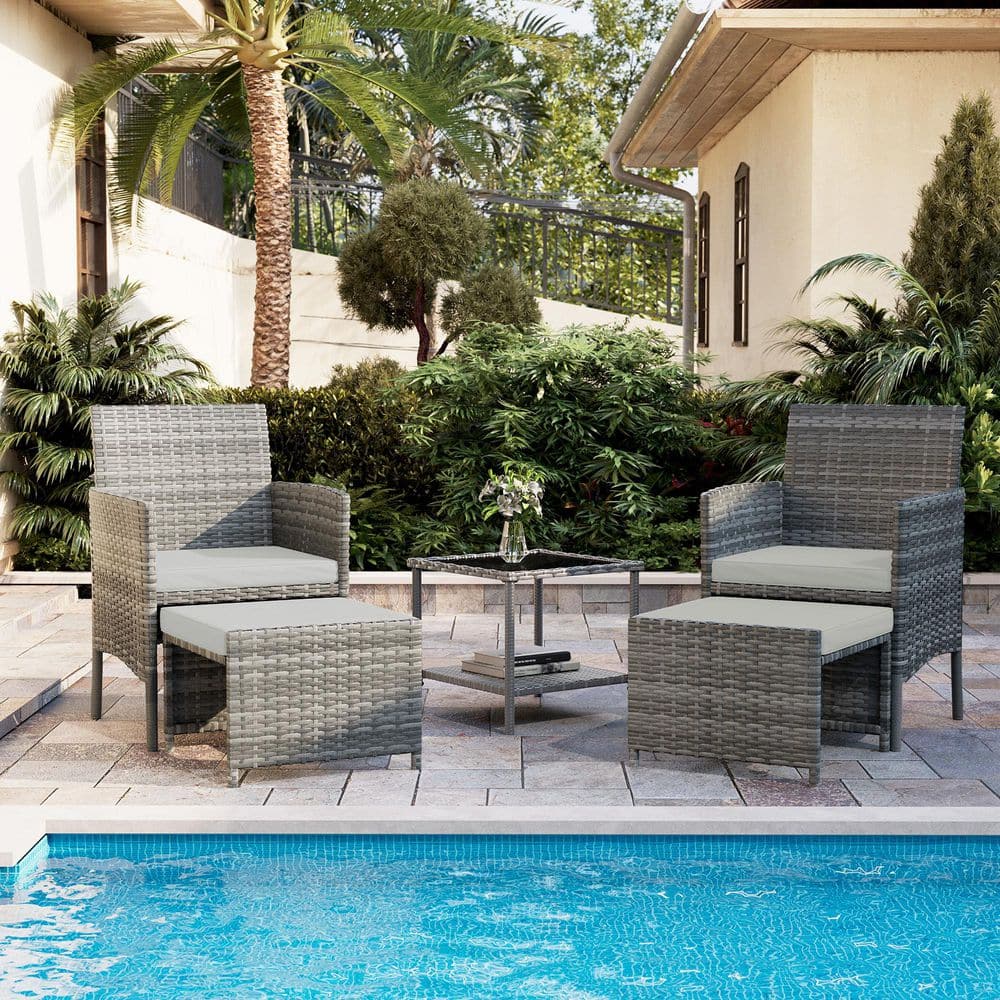 2-Person Wicker Conversation Set with Ottomans and Coffee Table price history on PriceWatchPro