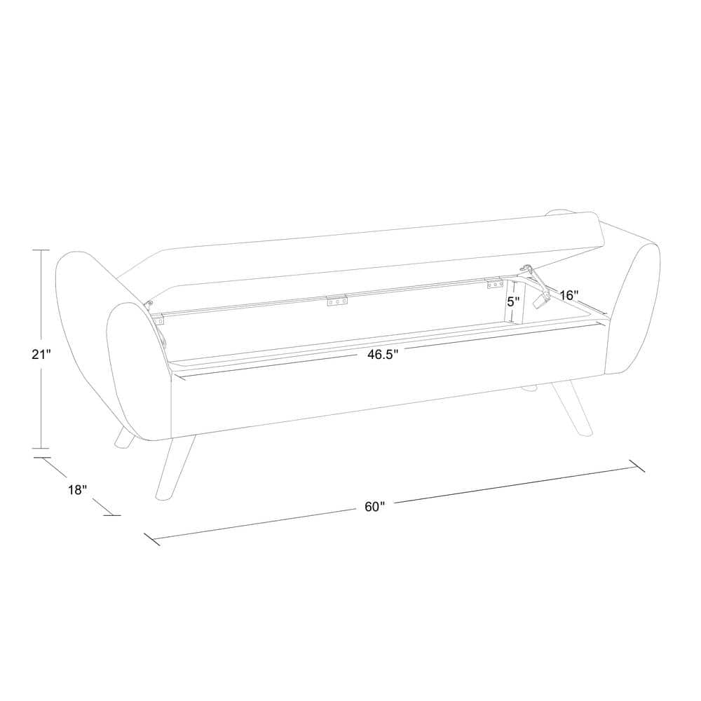 Cream Faux Shearling Storage Bench with Wood Legs