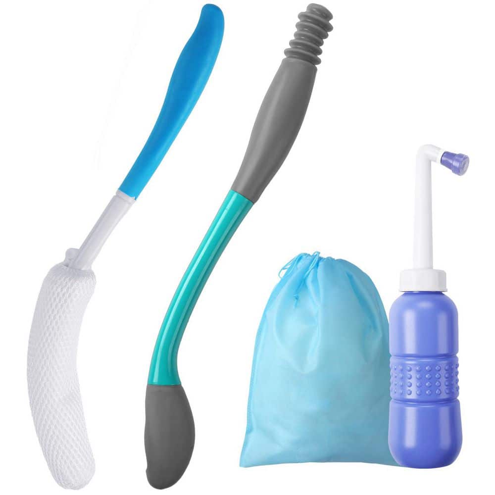 4 pcs Toilet Aid Set Long Handle Butt Wiper Shower Brush Portable Bidet Storage Bag for Elderly Disabled price history on PriceWatchPro