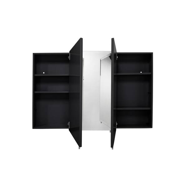 Croydex Easy Hang 48 in. W x 30 in. H Rectangular Black Stainless Steel Surface Mount Medicine Cabinet with Mirror