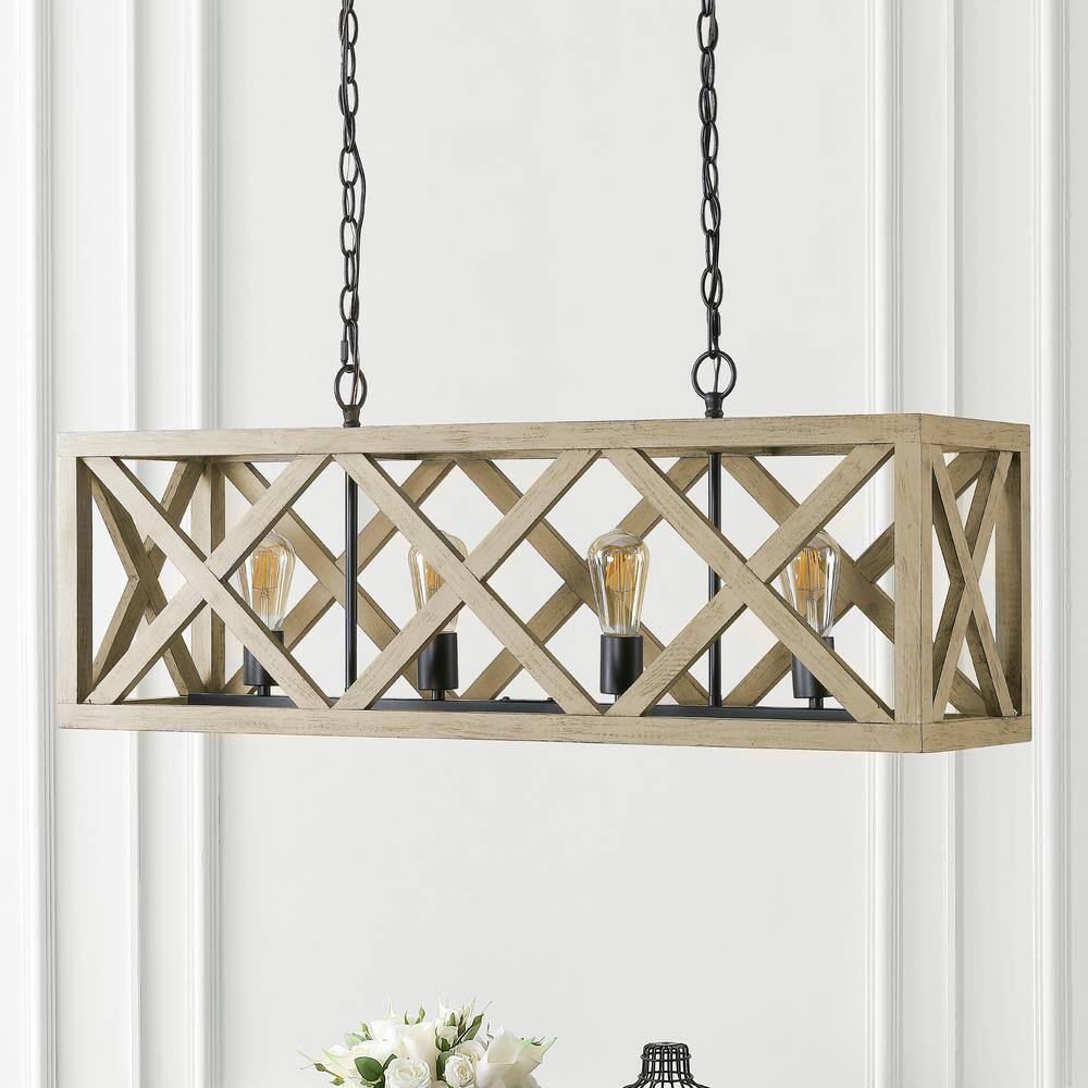 Black and Wood LED Farmhouse Pendant Light