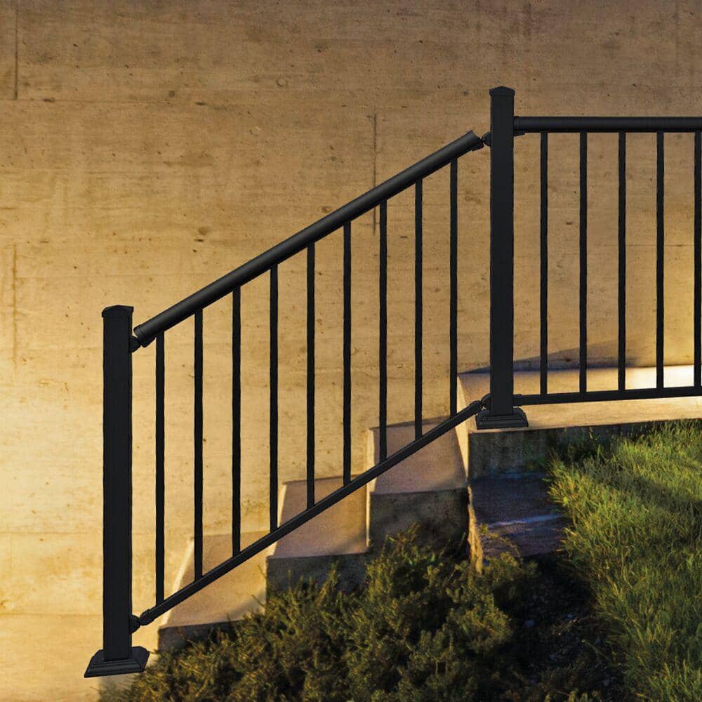 Matte Black Aluminum 4-ft Deck Post with Trim