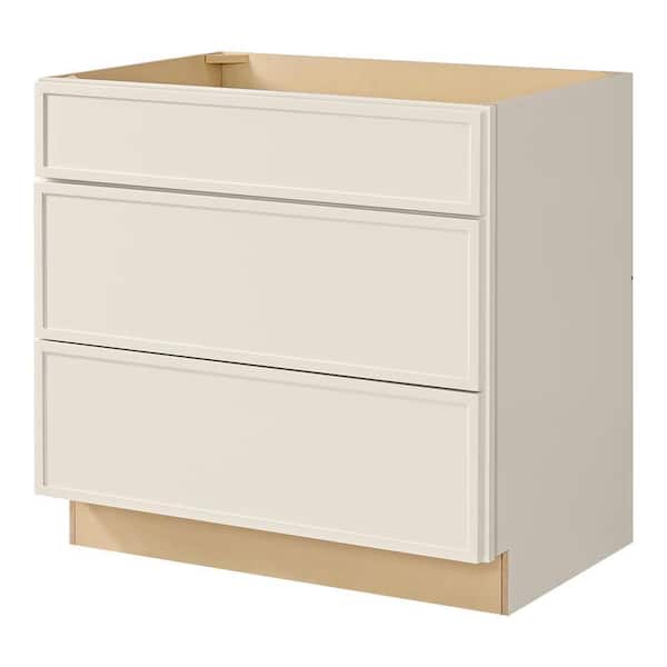 Leyton 36 in W x 24 in D x 34.5 in H Ready to Assemble Plywood Slim Shaker Cooktop Base Kitchen Cabinet in Antique White