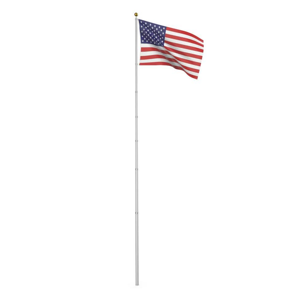 2x 3'x5' US Flag Gold Ball Kit Heavy Duty Aluminum 20' Sectional Flag Pole Kit 