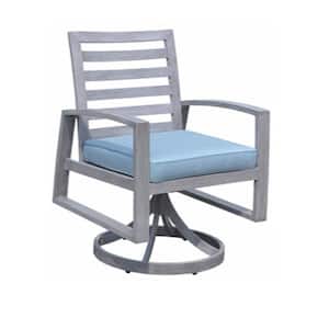 Cabo 7-Piece Aluminum Outdoor Dining Set with Blue Cushions