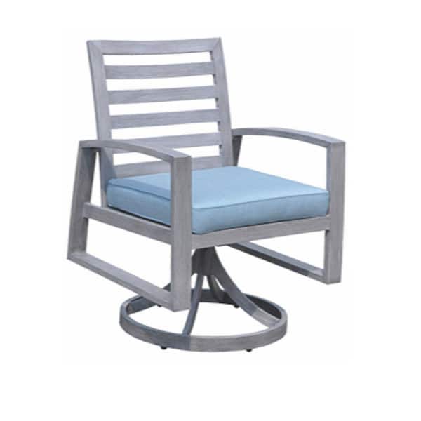 Courtyard Casual Cabo 7-Piece Aluminum Outdoor Dining Set with Blue Cushions