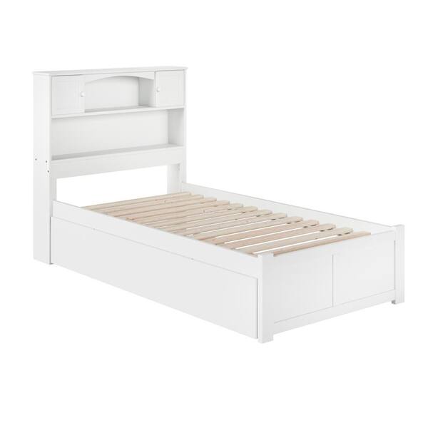 Twin Size Urban Trundle Bed Ar8522018, White Twin Trundle Bed With Bookcase Headboard