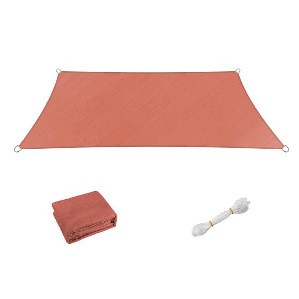 10 ft. x 13 ft. Outdoor Red Sun Shade Sails Sun Protection UV Block Shade Canopy w/ Ropes for Backyard, Deck and Lawn