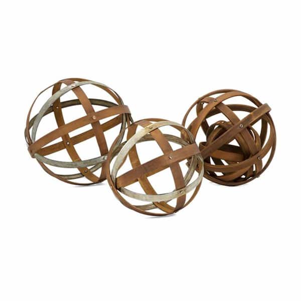 IMAX Kaiden Wood and Metal Spheres (Set of 3)