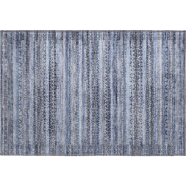Mayfield Premium Machine Washable Abstract AMF2101 Blue 2 ft. x 3 ft. Accent Rug