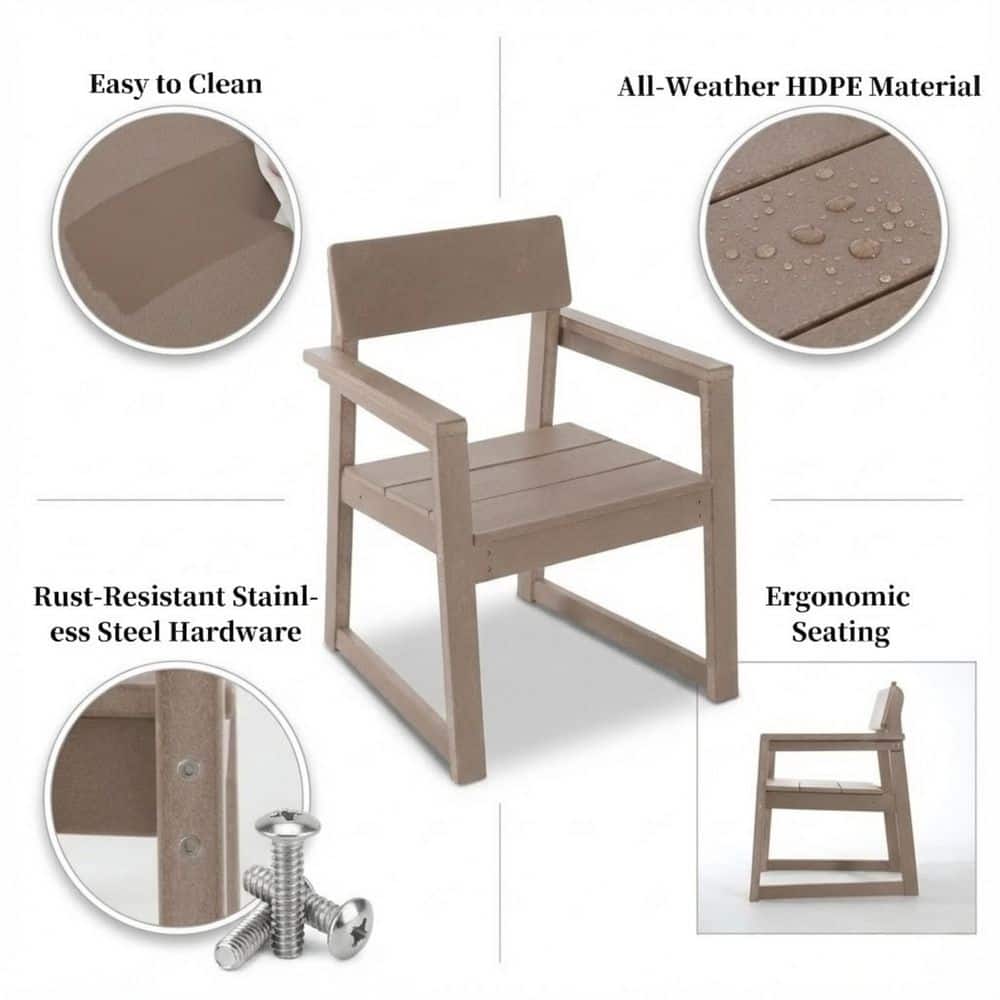 Antique Wood Color HDPE Outdoor and Garden Armchairs with Backres Modernist Designt Chairs price history on PriceWatchPro