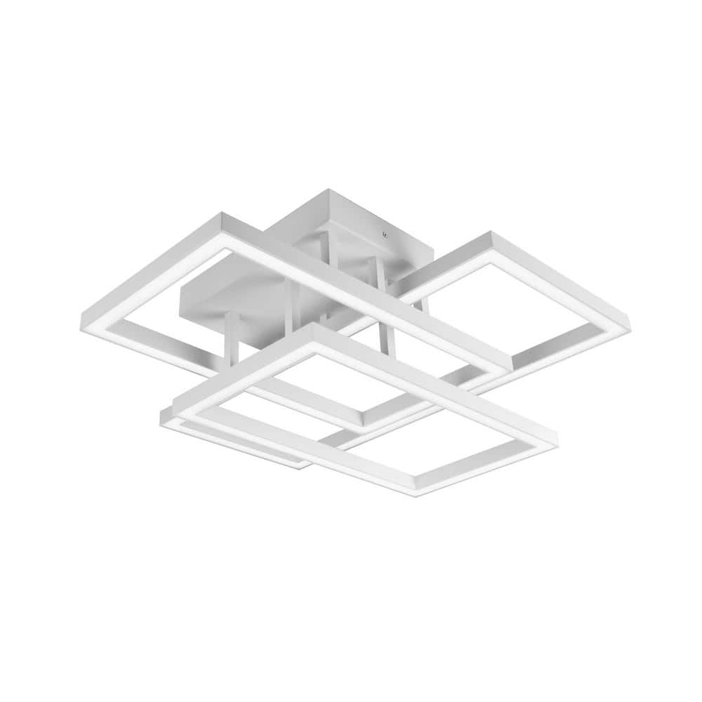 White Aluminum 28-inch LED Rectangular Semi Flush Ceiling Light