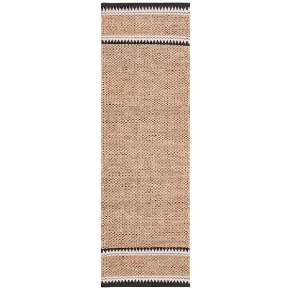 SAFAVIEH Natural Fiber Beige/Black 3 ft. x 8 ft. Solid Runner Rug