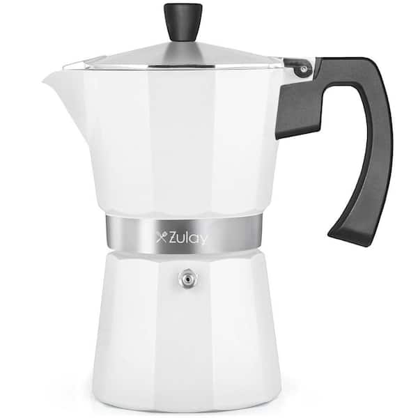 6-Cup Premium Moka Pot Stovetop Espresso Maker (White)